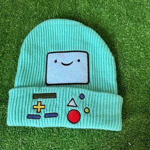 Adventure Time BMO Beanie Hat - Green Turquoise Knit Cosplay Cap - OS - Unisex
